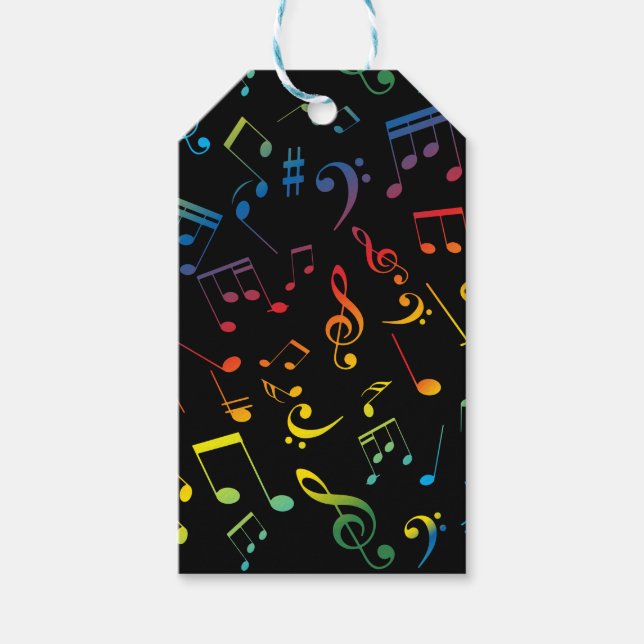Étiquettes-cadeau Notes musicales 5 (Devant)