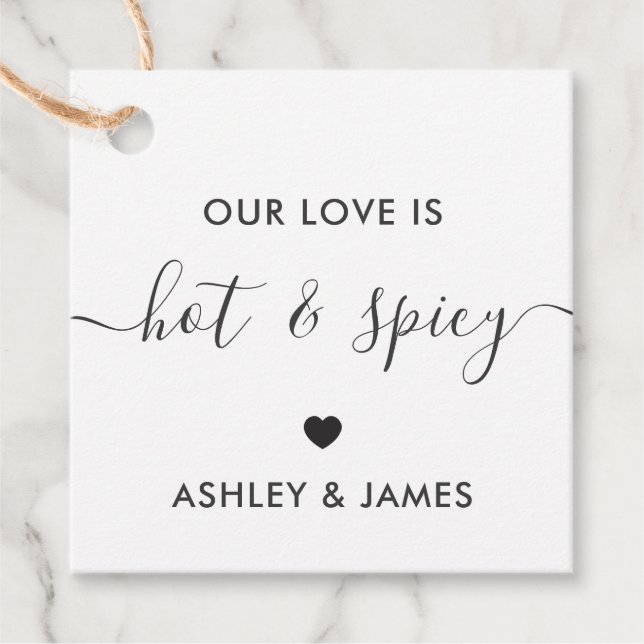 Étiquettes Cadeau Notre amour est chaud et épicé Mariage (Devant)