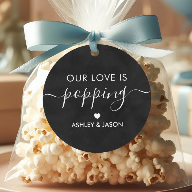 Étiquettes Cadeau Notre Amour est Poppping, Popcorn Mariage de table (Créateur téléchargé)