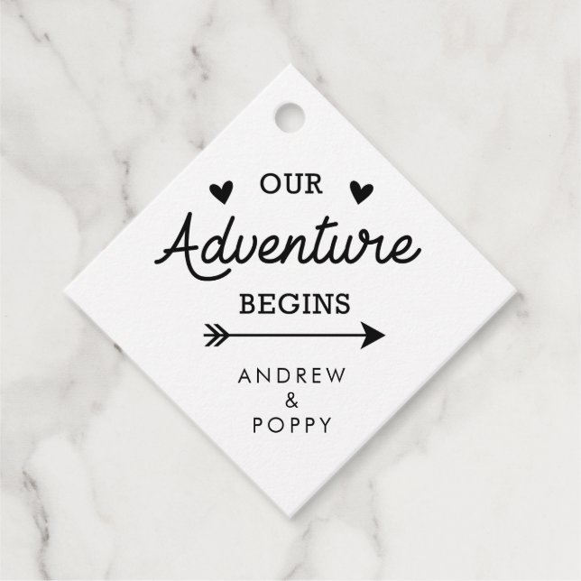 Étiquettes Cadeau Notre aventure commence cœurs et flèches (Devant)