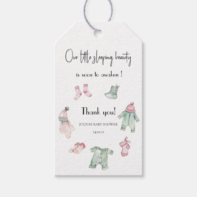 Étiquettes-cadeau Notre baby shower de beauté endormi (Devant)