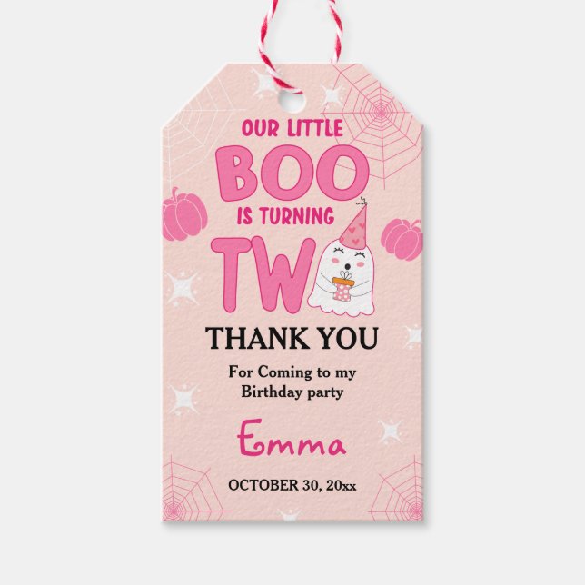 Étiquettes-cadeau Notre petit Boo Halloween 2e anniversaire Merci (Devant)