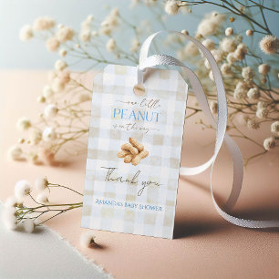 Étiquettes-cadeau Notre Petit Garçon Cacahuète Bleu Gingham Baby Sho