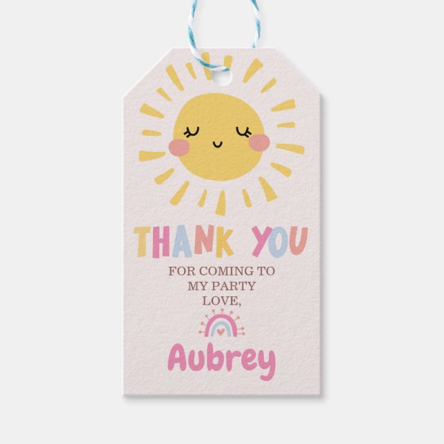 Étiquettes-cadeau Notre petit Merci d'anniversaire soleil (Devant)