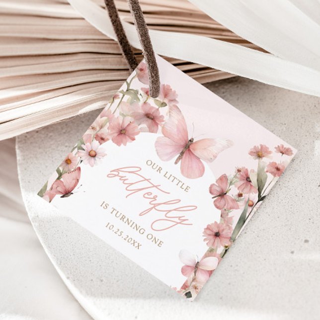 Étiquettes Cadeau Notre Petit Papillon Rose Girls Anniversaire (Créateur téléchargé)