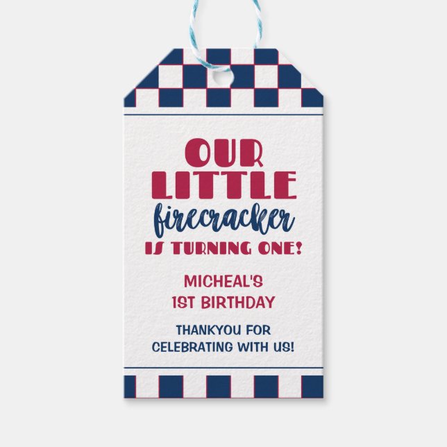 Étiquettes-cadeau Notre petit pétard fait un anniversaire (Devant)