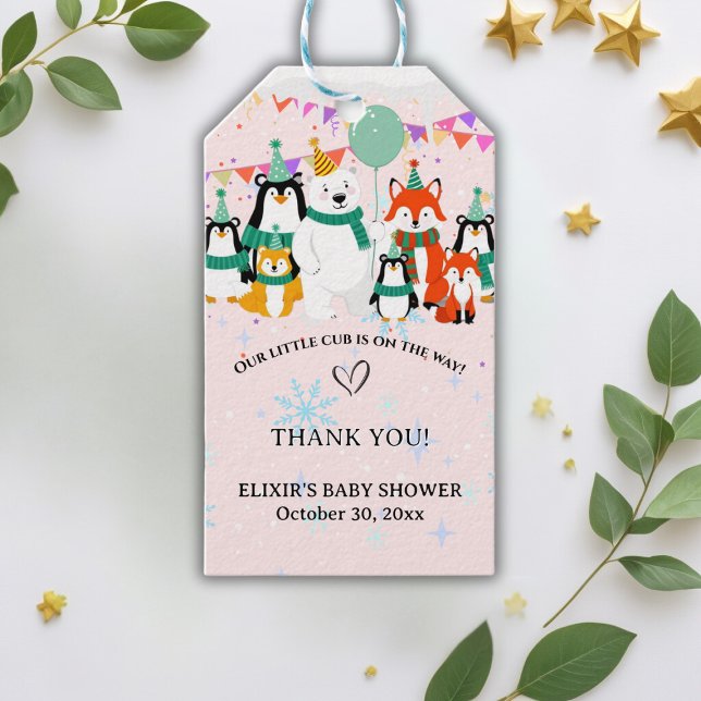 Étiquettes-cadeau Notre Petit Petit Cub | Baby shower des animaux de (Créateur téléchargé)