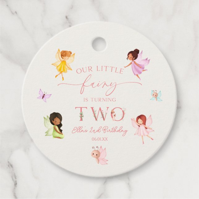 Étiquettes Cadeau Notre Petite Fée Enchantée 2e fête d'anniversaire (Devant)