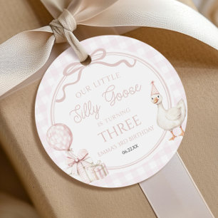 Étiquettes Cadeau Notre petite fête d'anniversaire de l'oie rose sil