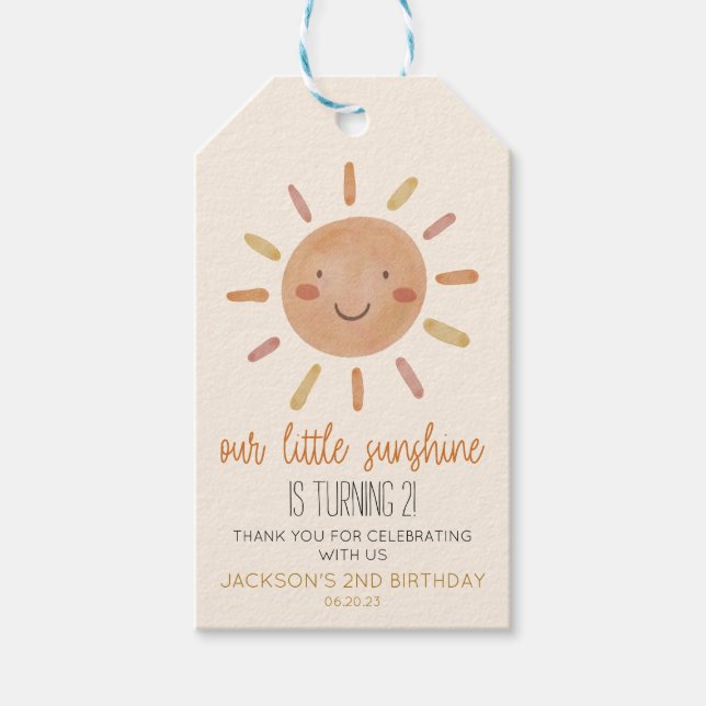 Étiquettes-cadeau Notre petite fête d'anniversaire Sunshine Yellow S (Devant)