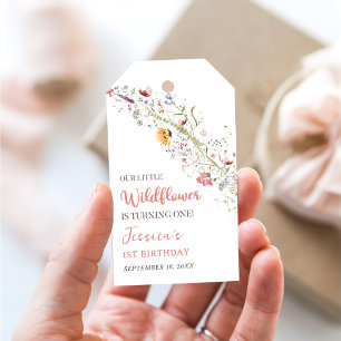 Étiquettes-cadeau Notre Petite Fleur sauvage Bébée Fille 1er anniver