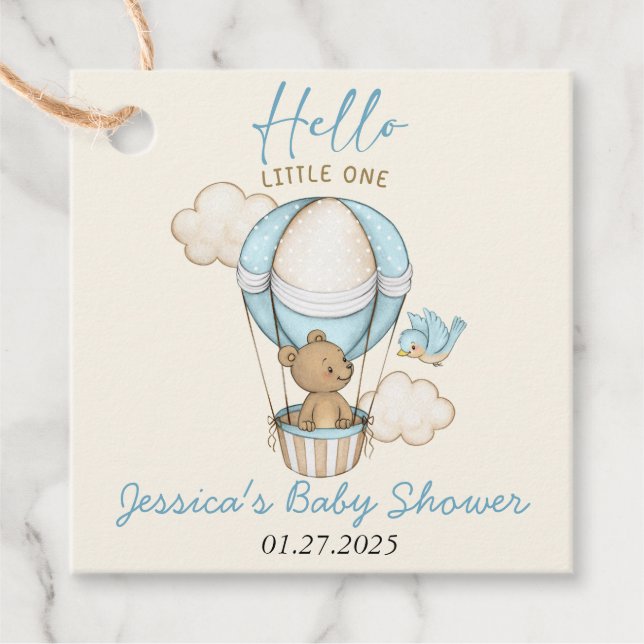 Étiquettes Cadeau Nounours Mignon Bonjour Petit Bébé Shower (Devant)