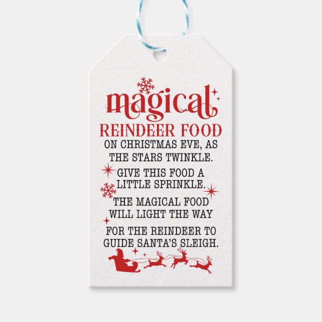Étiquettes-cadeau NOURRITURE DE RÉINDEUR MAGIQUE Un cadeau pour vous (Devant)