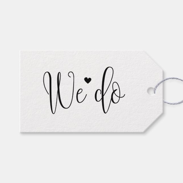 Étiquettes-cadeau Nous le faisons. Mariage écriture noir et blanc me (Devant (Horizontal))