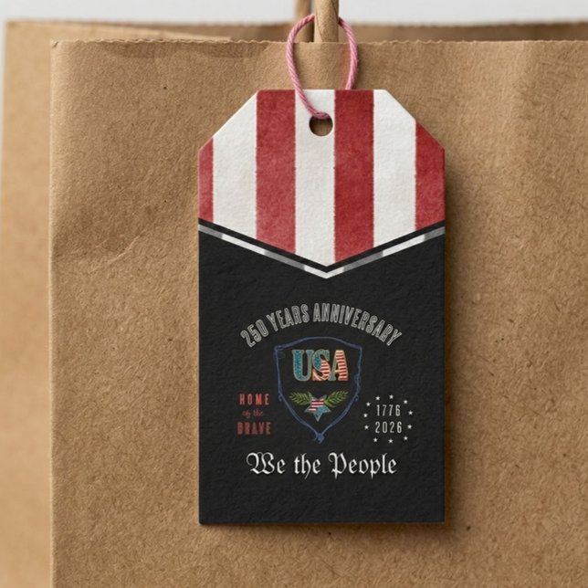 Étiquettes-cadeau Nous, le Peuple, Anniversaire Patriotique US 250 (US 250 We the People Patriotic Anniversary Gift Tags)