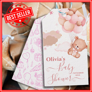 Étiquettes-cadeau Nous Pouvons à Peine Attendre Fille Rose Baby Show