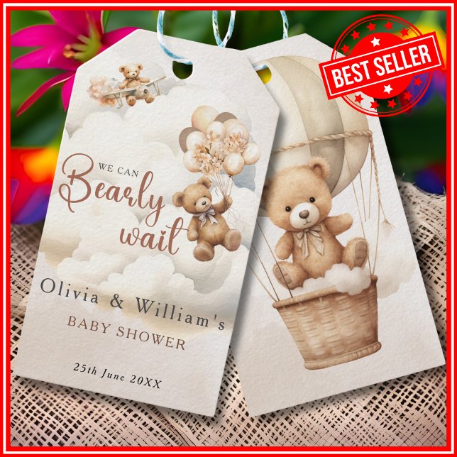 Étiquettes-cadeau Nous pouvons attendre Boho Baby shower neutre genr (Créateur téléchargé)