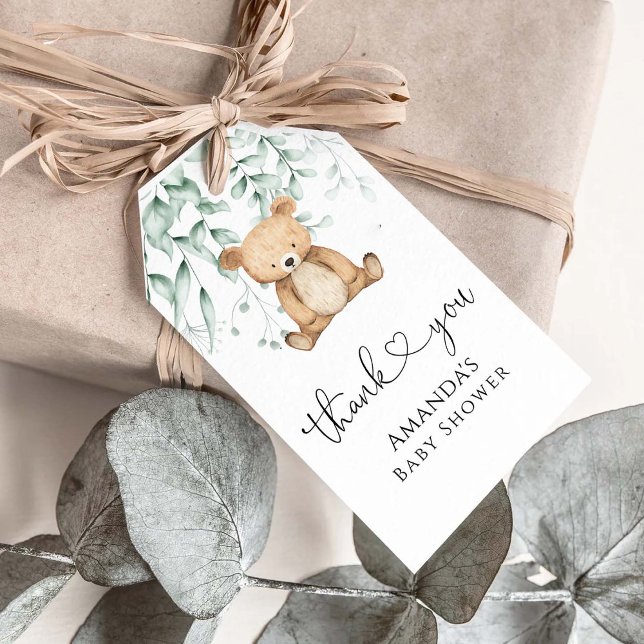 Étiquettes-cadeau Nous pouvons attendre le Baby shower vert minimali (Créateur téléchargé)