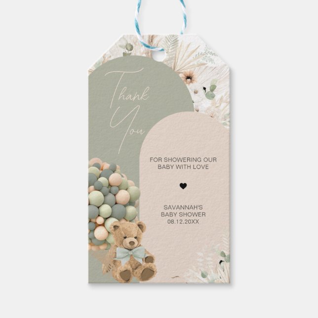 Étiquettes-cadeau Nous pouvons attendre les balises Baby shower vert (Devant)