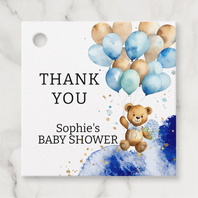 Étiquettes Cadeau Nous Pouvons Attendre Royal Blue Et Gold Abstrait (Devant)