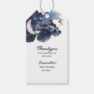 Étiquettes-cadeau Nous sommes au-dessus de la lune baby shower bleu