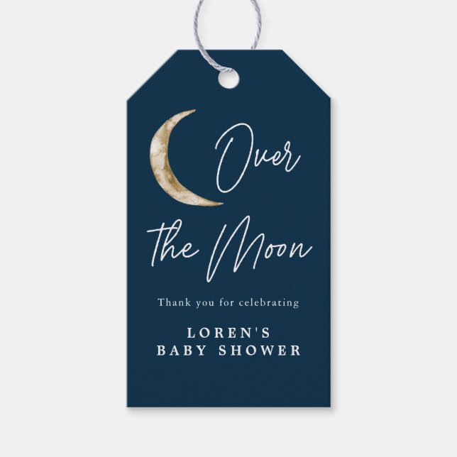 Étiquettes-cadeau Nous Sommes Au-Dessus De Moon Indigo Baby Shower M (Devant)