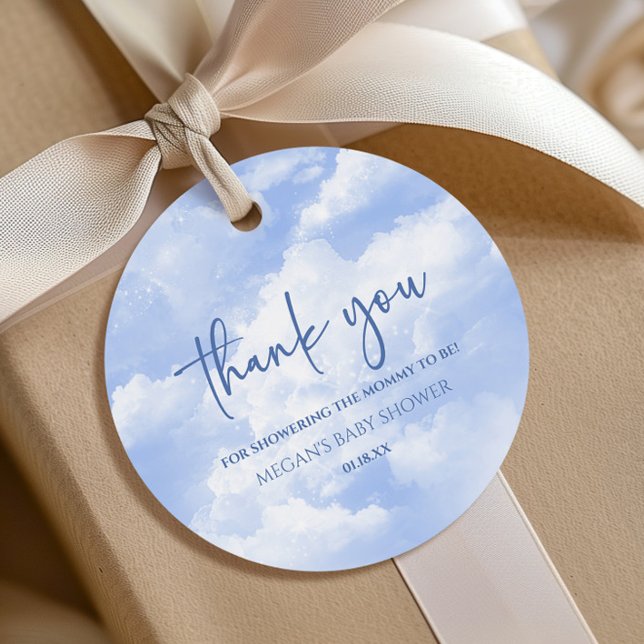 Étiquettes Cadeau Nous Sommes Sur Cloud Neuf Baby shower Bleu (Créateur téléchargé)