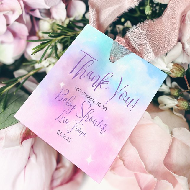 Étiquettes Cadeau Nous sommes sur Cloud Nine Girl Baby shower. (Créateur téléchargé)