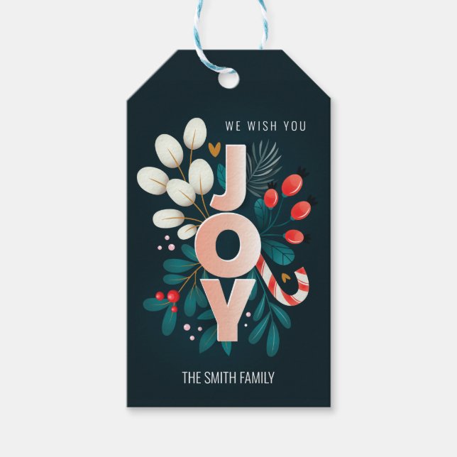 Étiquettes-cadeau Nous Vous Souhaitons JOIR, Sucre de canne de Noël  (Devant)