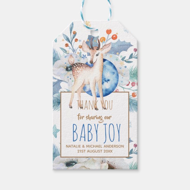 Étiquettes-cadeau Nouveau bébé photo Merci Cartes Budget moderne (Devant)