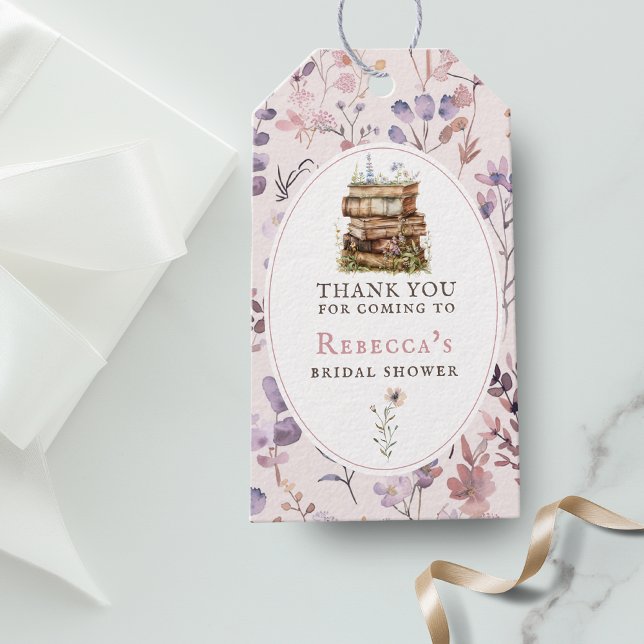 Étiquettes-cadeau Nouveau chapitre douche de mariée aquarelle, fleur (Créateur téléchargé)