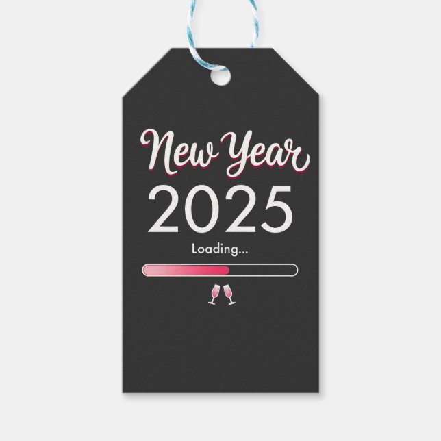 Étiquettes-cadeau Nouvel An Chargement 2025 Joyeux Noël du Nouvel An (Devant)