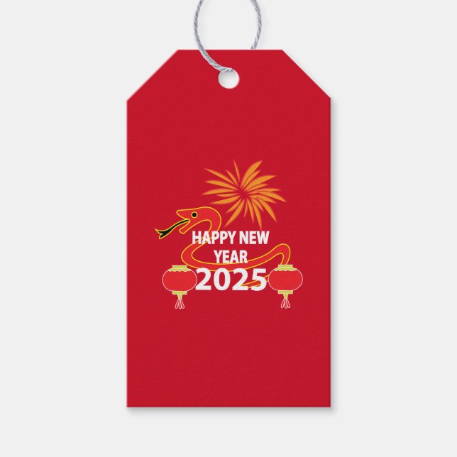 Étiquettes-cadeau Nouvel An chinois 2025 Serpent Nouvel An chinois (Devant)