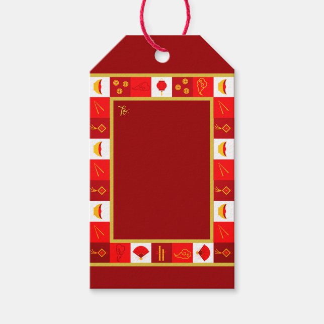 Étiquettes-cadeau Nouvel An chinois de bonnes fortunes (Devant)