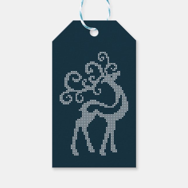 Étiquettes-cadeau Nouvel an de Noël de biches de rennes (Devant)