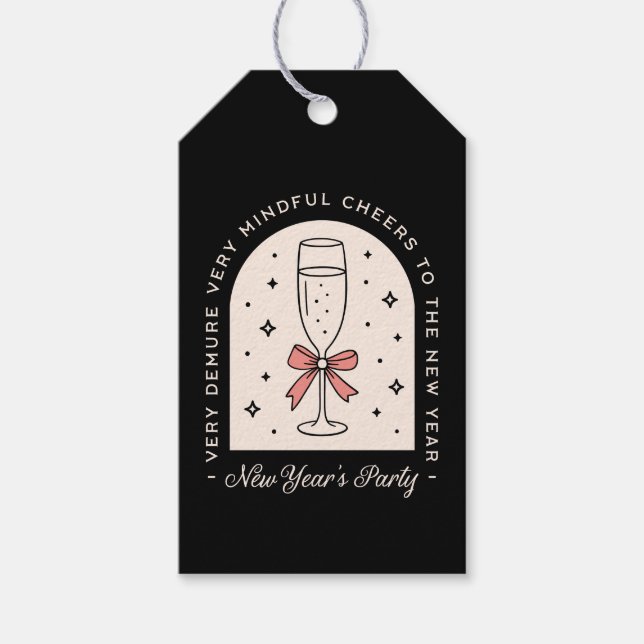 Étiquettes-cadeau Nouvel an fêté fêté noir coquette noir (Devant)