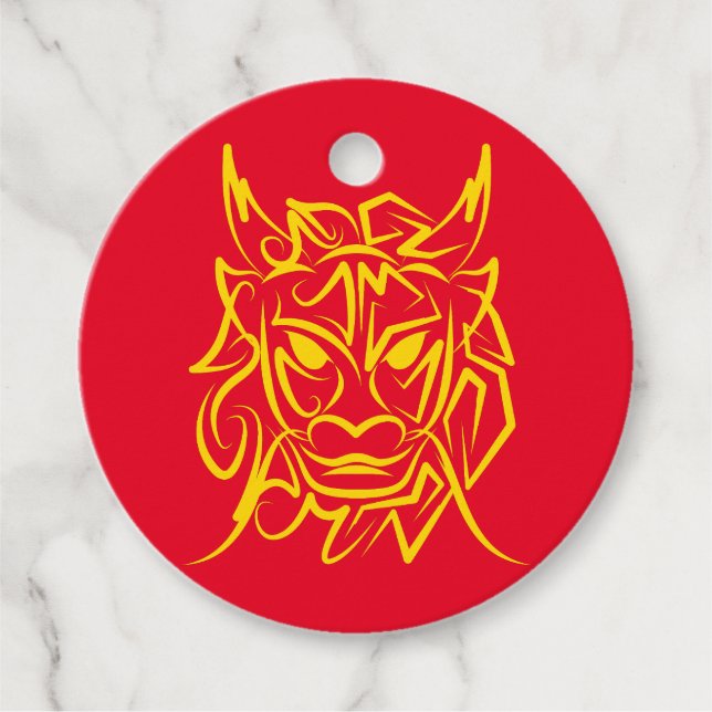 Étiquettes Cadeau Nouvel An Lunaire Chinois 2024 4722 Année Dragon (Devant)