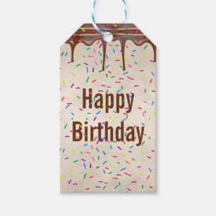 Étiquettes-cadeau Nouvel Anniversaire Saupoudré Sur Le Glace Au Choc