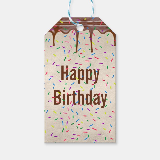 Étiquettes-cadeau Nouvel Anniversaire Saupoudré Sur Le Glace Au Choc (Devant)