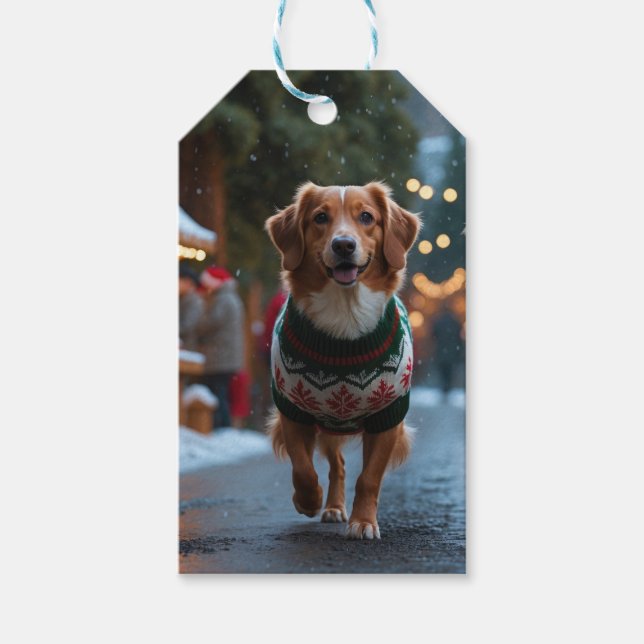 Étiquettes-cadeau Nova Scotia Duck Toller Christmas Snow Holiday (Devant)