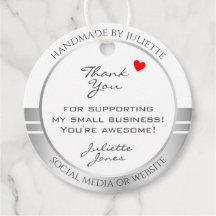 Novelty White & Silver Produit Emballage Merci