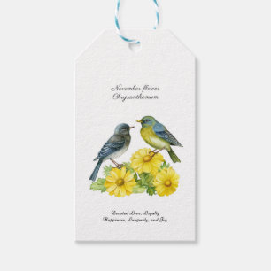 Étiquettes-cadeau Novembre Mois de naissance Fleur Chrysanthème Oise