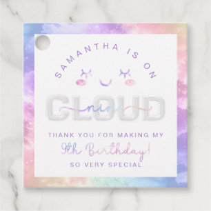 Étiquettes Cadeau Nuage Neuf 9e Anniversaire Favoriser Tags - Pastel