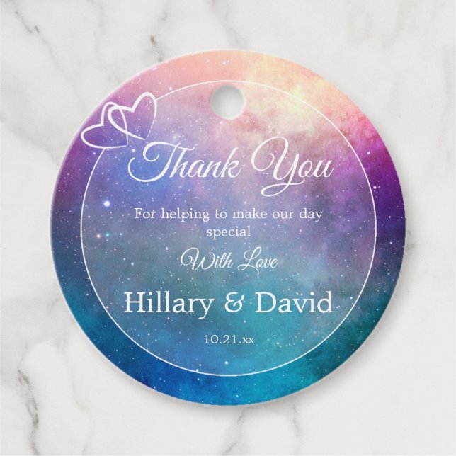 Étiquettes Cadeau Nuages de nébuleuse rose et bleu (Devant)