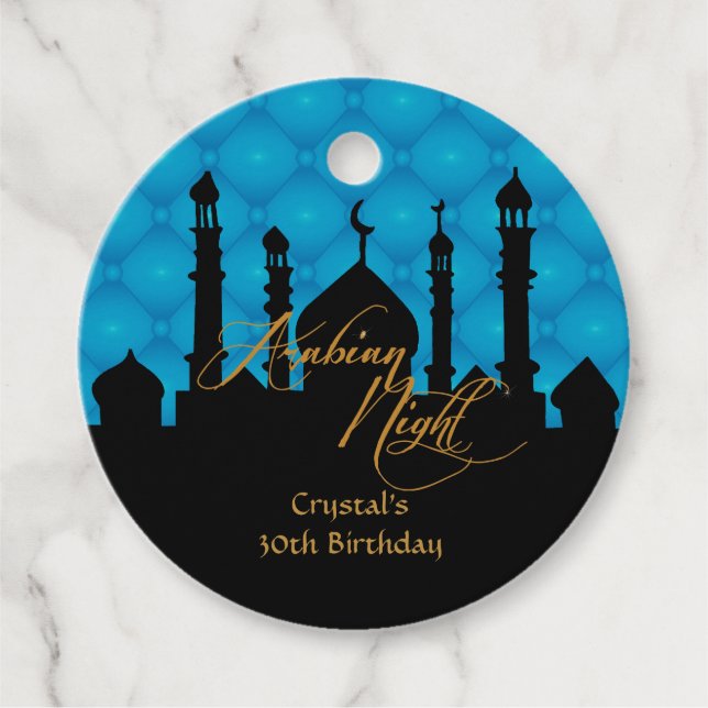 Étiquettes Cadeau Nuit Bleue Arabe (Devant)