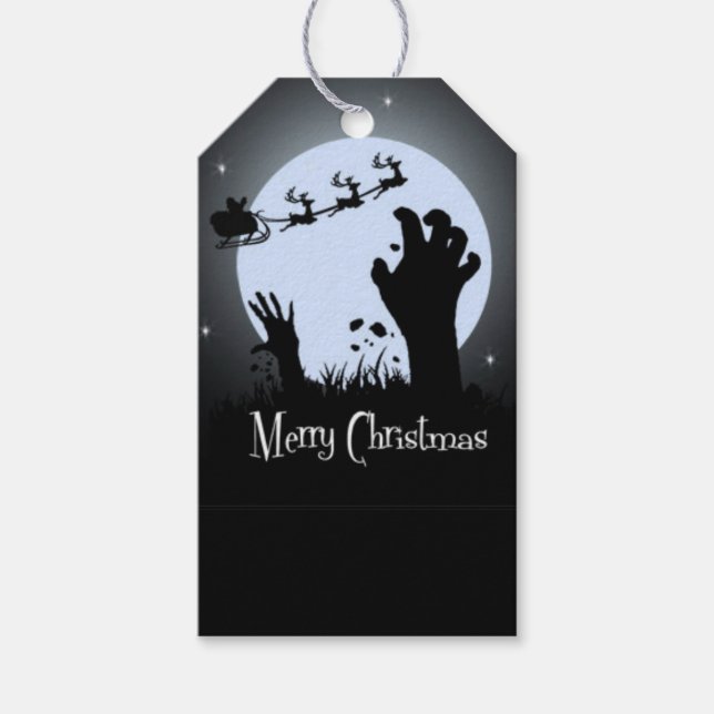 Étiquettes-cadeau Nuit de Noël Zombie (Devant)