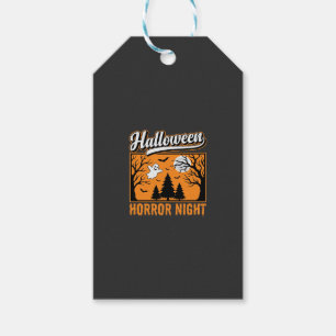 Étiquettes-cadeau Nuit d'horreur d'Halloween Forêt Fantôme Rétro