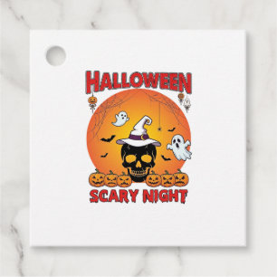 Étiquettes Cadeau Nuit effrayante d'Halloween Crâne Chapeau de sorci