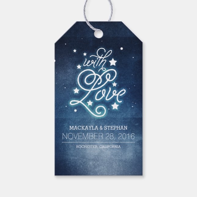 Étiquettes-cadeau Nuit et étoiles Mariage romantique (Devant)