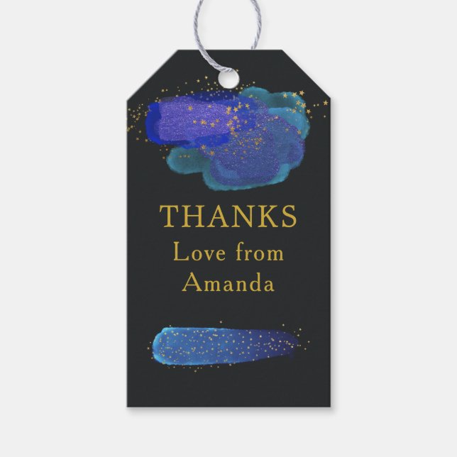 Étiquettes-cadeau Nuit Sky Space Stars Imaginaire Party Merci (Devant)